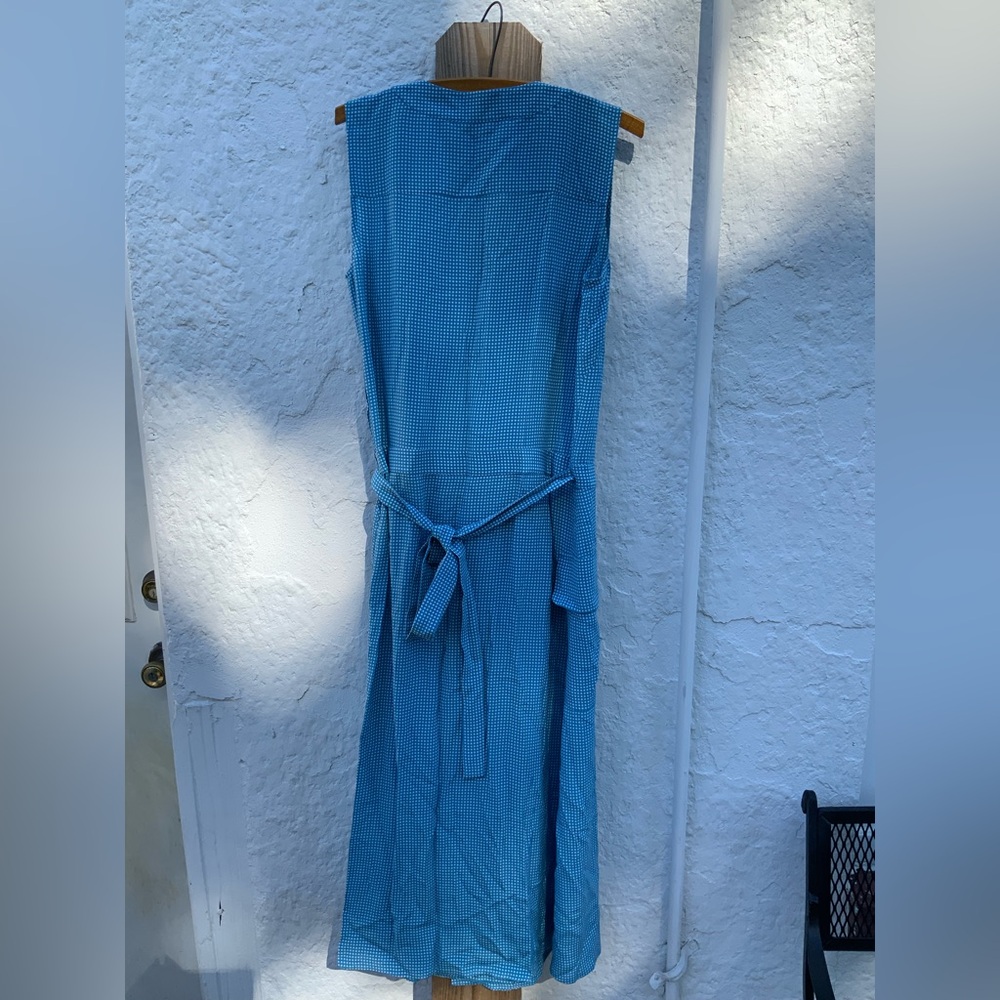 Equipment Maovesa 100% Silk Blue and White Polka Dot Wrap Dress M - Picture 5 of 6